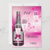 Invitation 21e Anniversaire Champagne Rose 21 (Devant)