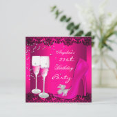 Invitation 21e Anniversaire Champagne Rose Chaussures haute t (Debout devant)