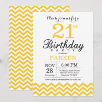 Invitation 21e anniversaire Chevron Jaune