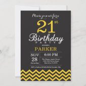 Invitation 21e anniversaire Chevron noir et jaune (Devant)