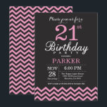 Invitation 21e anniversaire Chevron noir et rose<br><div class="desc">Invitation 21e anniversaire avec Chevron noir et rose. Tableau de bord. Anniversaire adulte. Homme ou Femmes Anniversaire Invitation. Pour plus de personnalisation,  cliquez sur le bouton "Customiser" et utilisez notre outil de conception pour modifier ce modèle.</div>