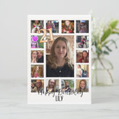 Invitation 21e Anniversaire crème bleu fleur amande (Debout devant)