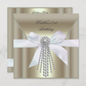 Invitation 21e Anniversaire Crème de fête de l'or Pearl Bijou (Devant / Derrière)