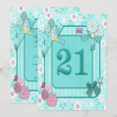 Invitation 21e anniversaire de fête (Devant / Derrière)