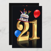 Invitation 21e anniversaire de fête (Devant / Derrière)