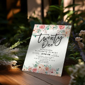 Invitation 21e anniversaire de fête aquarelle Fleurs botaniqu