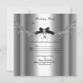 Invitation 21e anniversaire de fête Argent noir diamant Bow (Dos)