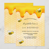 Invitation 21e anniversaire de fête nid d'abeilles mignonnes  (Devant / Derrière)