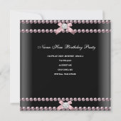 Invitation 21e Anniversaire de fête Pink Black Lace Pearl (Dos)