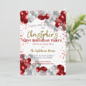 Invitation 21e Anniversaire de la fête Ballons rouges (Debout devant)