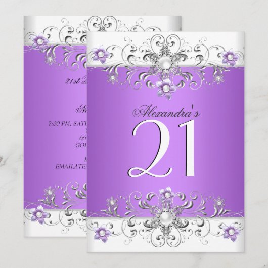 Invitation 21e Anniversaire de la fête du Diamant blanc pourp (Devant / Derrière)