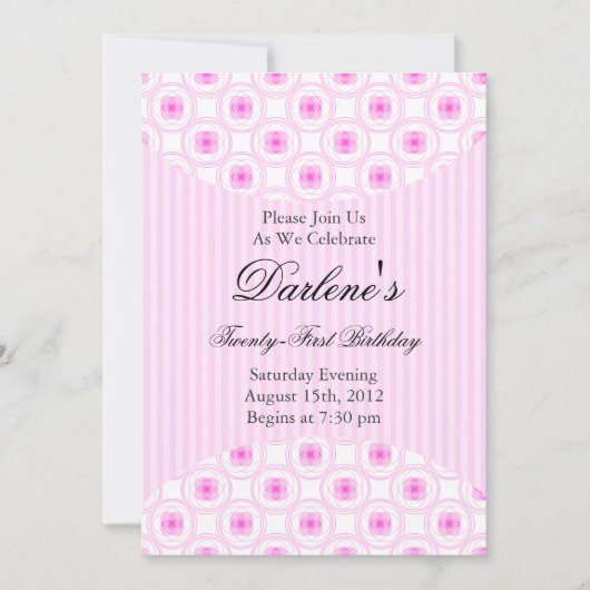 Invitation 21e anniversaire de la fête du rose doux (Devant)