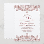 Invitation 21e Anniversaire de la fête Rustique dentelle Kraf (Devant / Derrière)