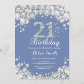 Invitation 21e anniversaire Diamant bleu et argent (Devant / Derrière)