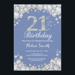 Invitation 21e anniversaire Diamant bleu et argent<br><div class="desc">21e Invitation d'anniversaire. Diamant de pavé bleu et argenté. Élégant invitation du Bassin d'Anniversaire. Anniversaire adulte. Les femmes,  anniversaire. Hommes Anniversaire.
Pour plus de personnalisation,  cliquez sur le bouton "Customiser" et utilisez notre outil de conception pour modifier ce modèle.</div>