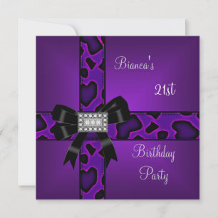 Invitation 21e Anniversaire Diamants de Bow Noir Violet Sauva