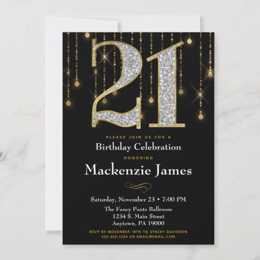 Invitation 21e anniversaire Diamants noirs d'or Ad (Devant)