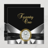 Invitation 21e anniversaire Diamond Jewel Black Silver Gold (Devant / Derrière)