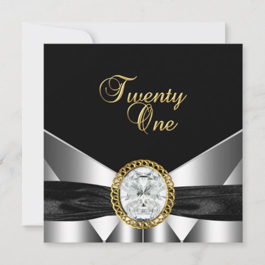 Invitation 21e anniversaire Diamond Jewel Black Silver Gold (Devant)