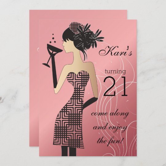 Invitation 21e Anniversaire Du Bash Rose Zazzle Be