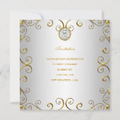 Invitation 21e anniversaire Elegant Blanc Diamant Or Bijou (Dos)