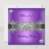 Invitation 21e anniversaire Elégant Joyau floral en argent vi (Devant)