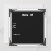 Invitation 21e anniversaire Elégant noir blanc argent Mens (Dos)
