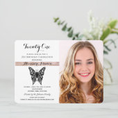 Invitation 21e anniversaire Elegant rose noir & blanc photo (Debout devant)