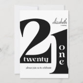 Invitation 21e anniversaire Elégante typographie fête d'anniv (Devant)