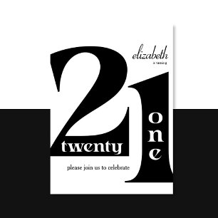 Invitation 21e anniversaire Elégante typographie fête d'anniv