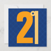 Invitation 21e Anniversaire Énorme Nombre Bleu et Or W1128 (Devant)