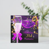 Invitation 21e Anniversaire Fabulous Pink Purple Champagne (Debout devant)