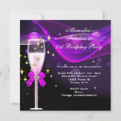 Invitation 21e Anniversaire Fabulous Pink Purple Champagne (Dos)