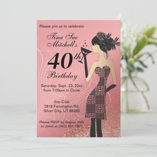 Invitation 21e anniversaire fête Bash - Rose (Debout devant)