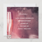 Invitation 21e Anniversaire Fête Champagne Rose Bow en verre (Dos)