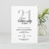 Invitation 21e Anniversaire Fête Chic Minimal (Debout devant)
