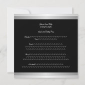 Invitation 21e anniversaire Fête de l'argent noir Flore blanc (Dos)