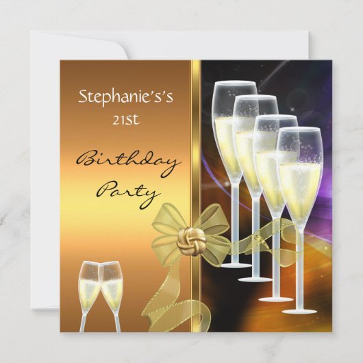 Invitation 21e anniversaire fête Elégant Purple Go (Devant)