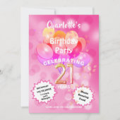 Invitation 21e Anniversaire Fête Glam Sparkle Glitzy Invitati (Devant)