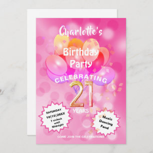 Invitation 21e Anniversaire Fête Glam Sparkle Glitzy Invitati