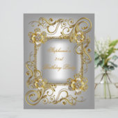 Invitation 21e Anniversaire Fête Gris Argent Or Diamant 3 (Debout devant)