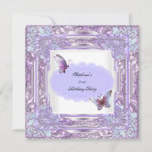 Invitation 21e Anniversaire Fête Lilac Papillon blanc (Devant)