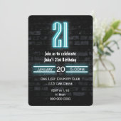 Invitation 21e Anniversaire fête néon Connexion en brique (Debout devant)