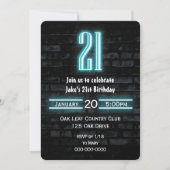 Invitation 21e Anniversaire fête néon Connexion en brique (Devant)
