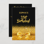 Invitation 21e anniversaire fête noir or arc élégant (Devant / Derrière)