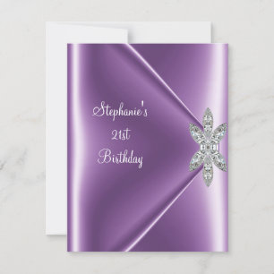 Invitation 21e Anniversaire Fête Purple Mauve Diamond Jewel