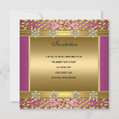 Invitation 21e Anniversaire Fête Riche rose Elégant Or Ornate (Dos)