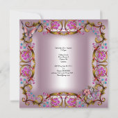 Invitation 21e Anniversaire Fête Rose Floral Blanc Papillon (Dos)