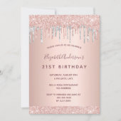 Invitation 21e anniversaire fête rose or parties scintillant  (Devant)