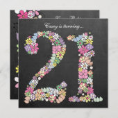 Invitation 21e Anniversaire Fête Spring Chalkboard Custom (Devant / Derrière)